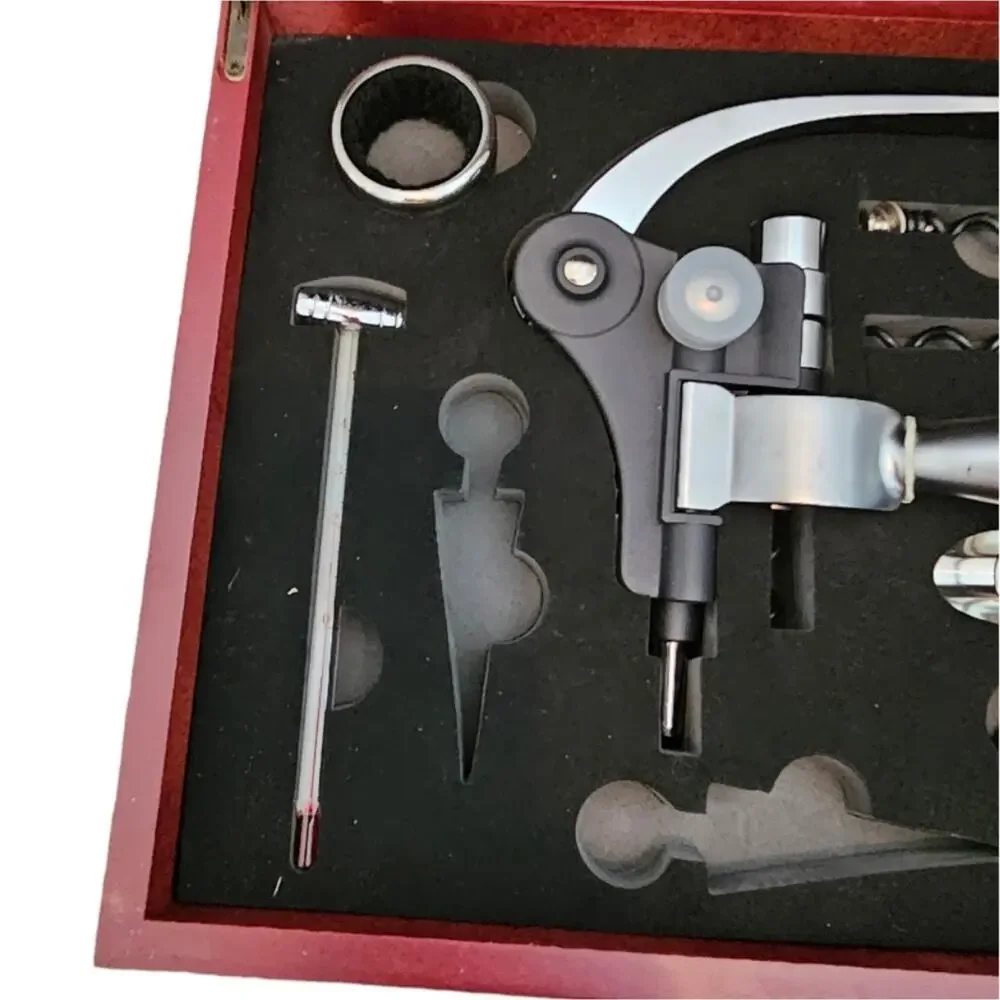 Professional Rabbit Wine Opener Set 7 Piece Kit in Cherry‎ Wood Presentation Box